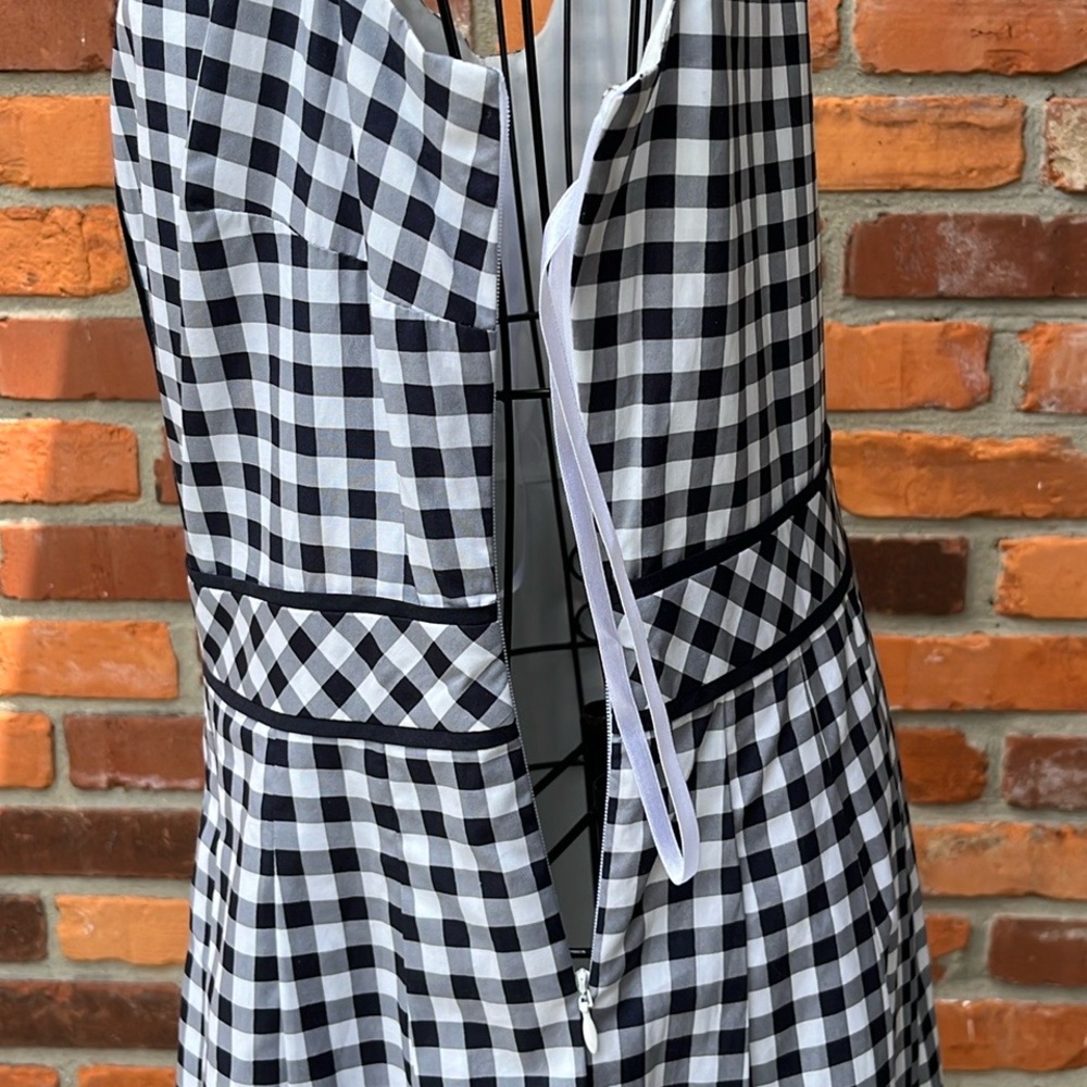 NWOT Talbots Blue & White Gingham Check Sleeveless Pleated Dress Size 8P - Picture 6 of 15